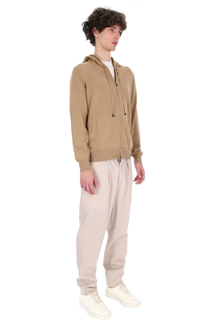 Drumohr Camel Cotton Hooded Sweatshirt