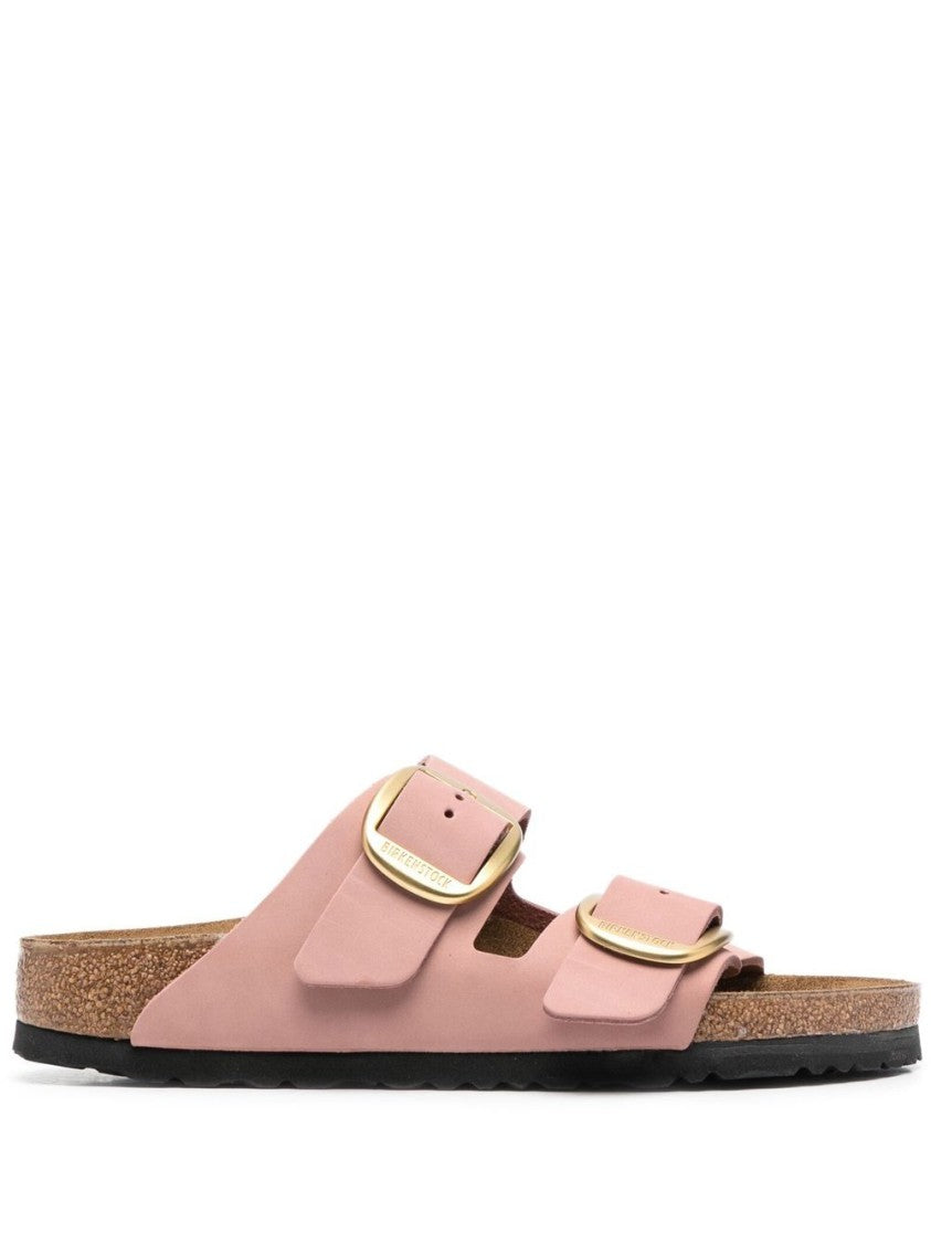 Birkenstock Contoured Pink Leather Sandals With Elegant Buckles
