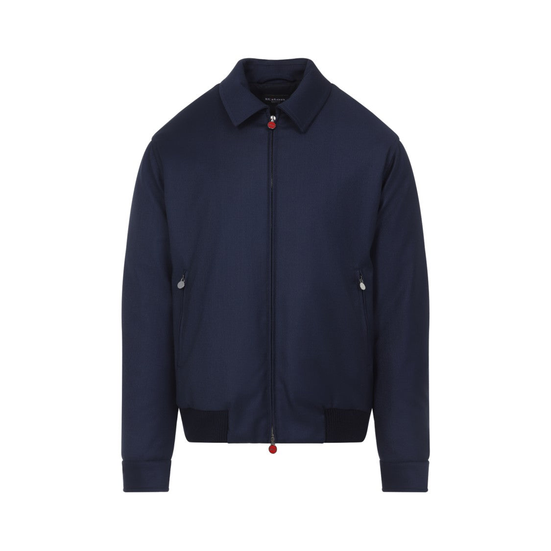 Kiton Navy Blue Wool And Cashmere Bomber Jacket