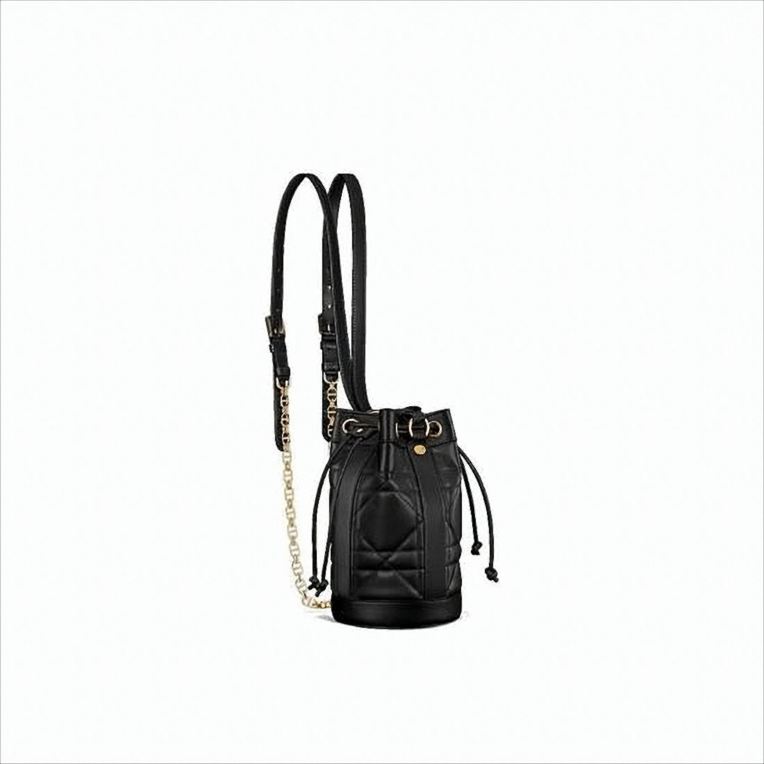 Christian Dior Black Quilted Calf Leather Backpack With Gold Accents