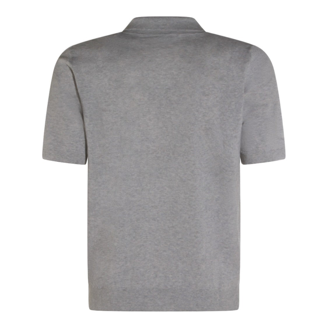 Eleventy Heathered Grey Knit Polo Shirt With Classic Collar And Fitted Finish