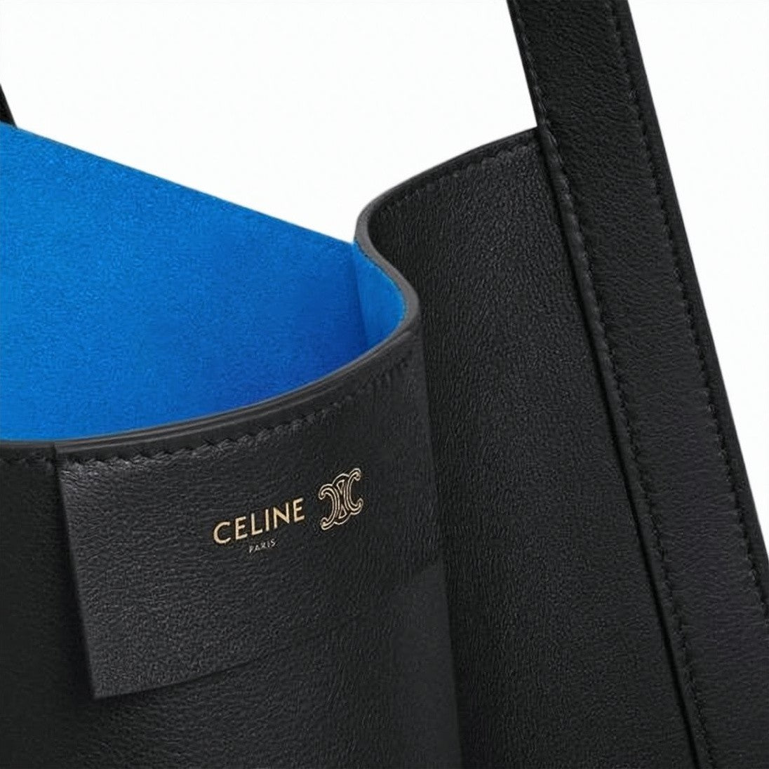 Celine Black Calf Leather And Canvas Shoulder Bag