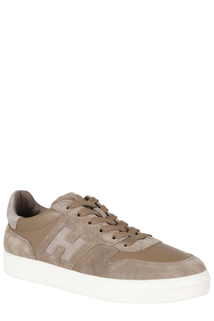 Hogan Brown H Tv Smooth Leather Suede Rubber Sole Sneakers