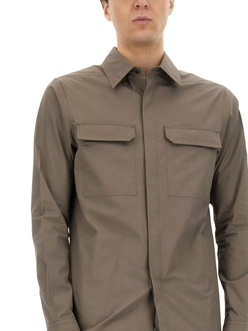 Rick Owens Structured Cotton Work Shirt With Button-Down Front