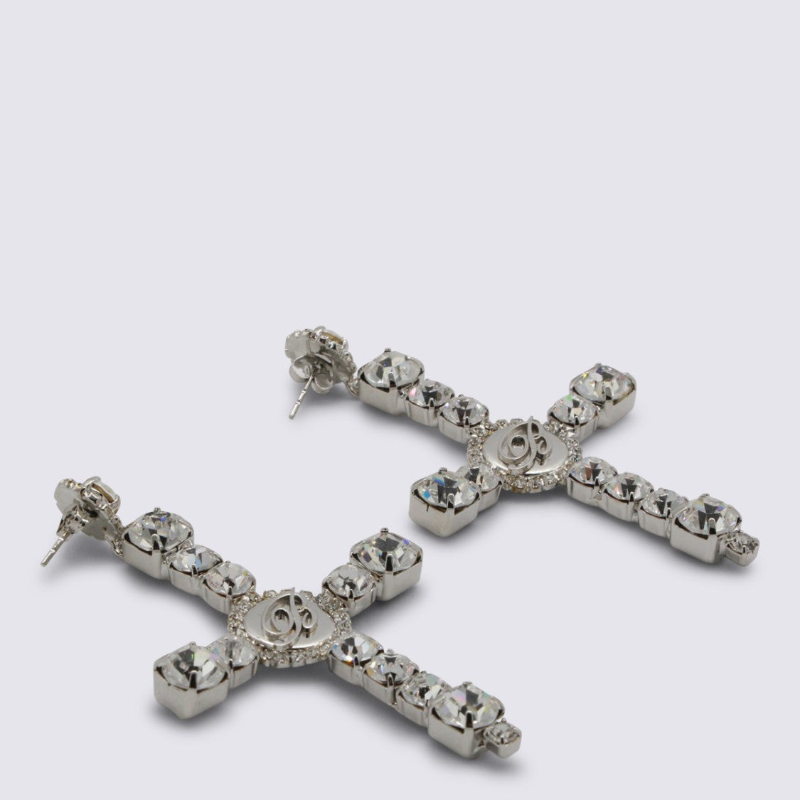 Blumarine Cross-Shaped Earrings With Engraved Centerpiece