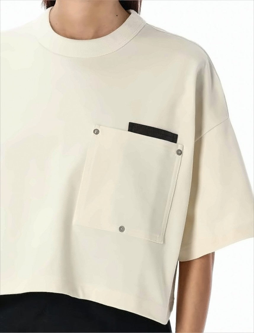 Bottega Veneta Cropped Short-Sleeve Top With Boxy Silhouette And Signature Pocket