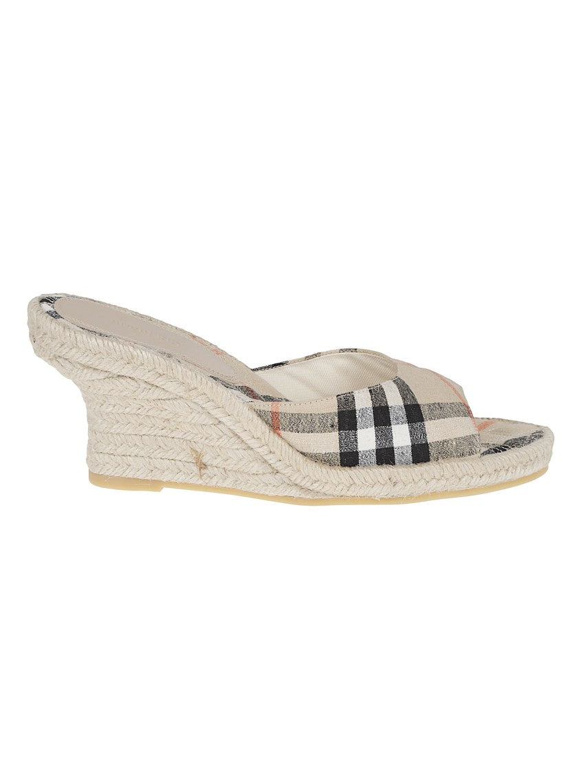 Burberry Open-Toe Mule Espadrilles With Burberry Check Design