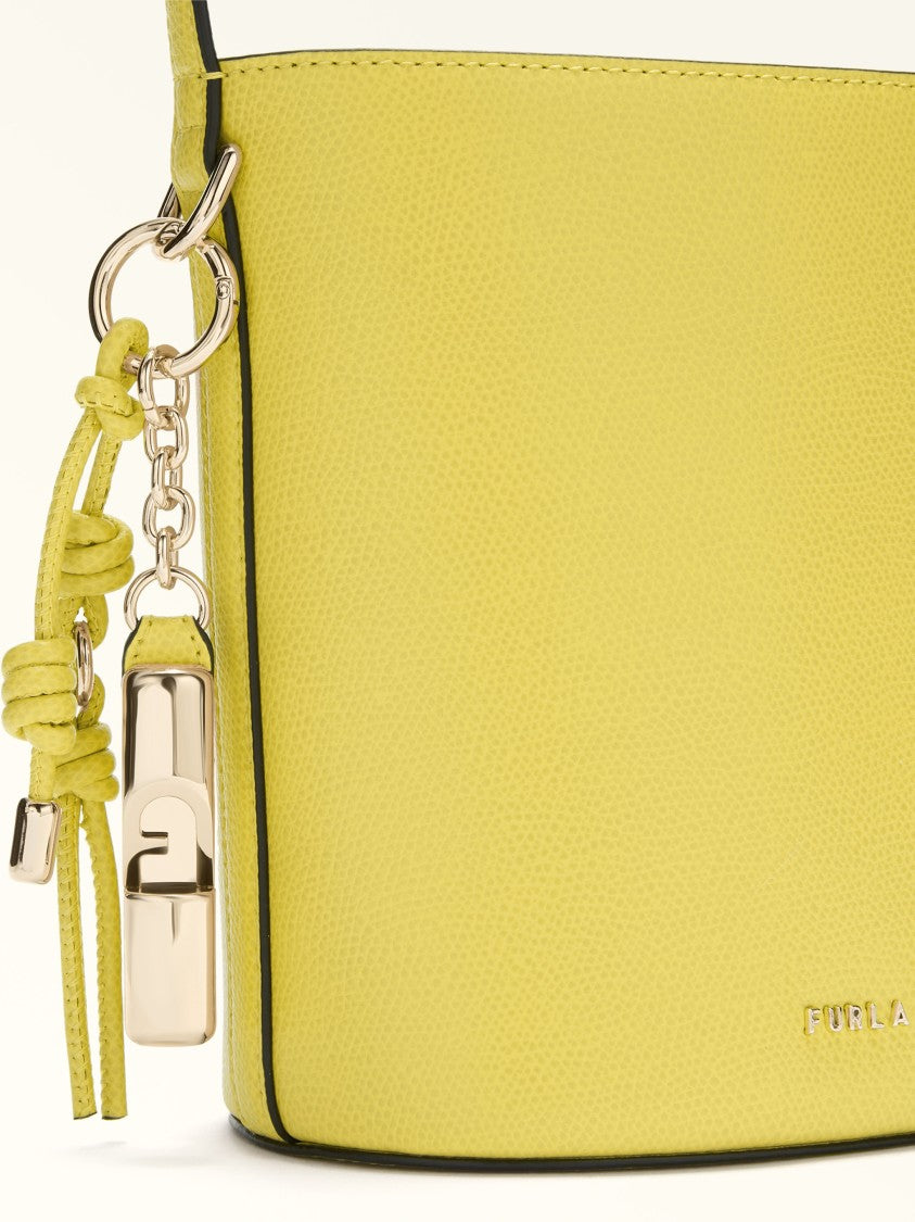 Furla Roxie Bucket Textured Yellow Leather Bag
