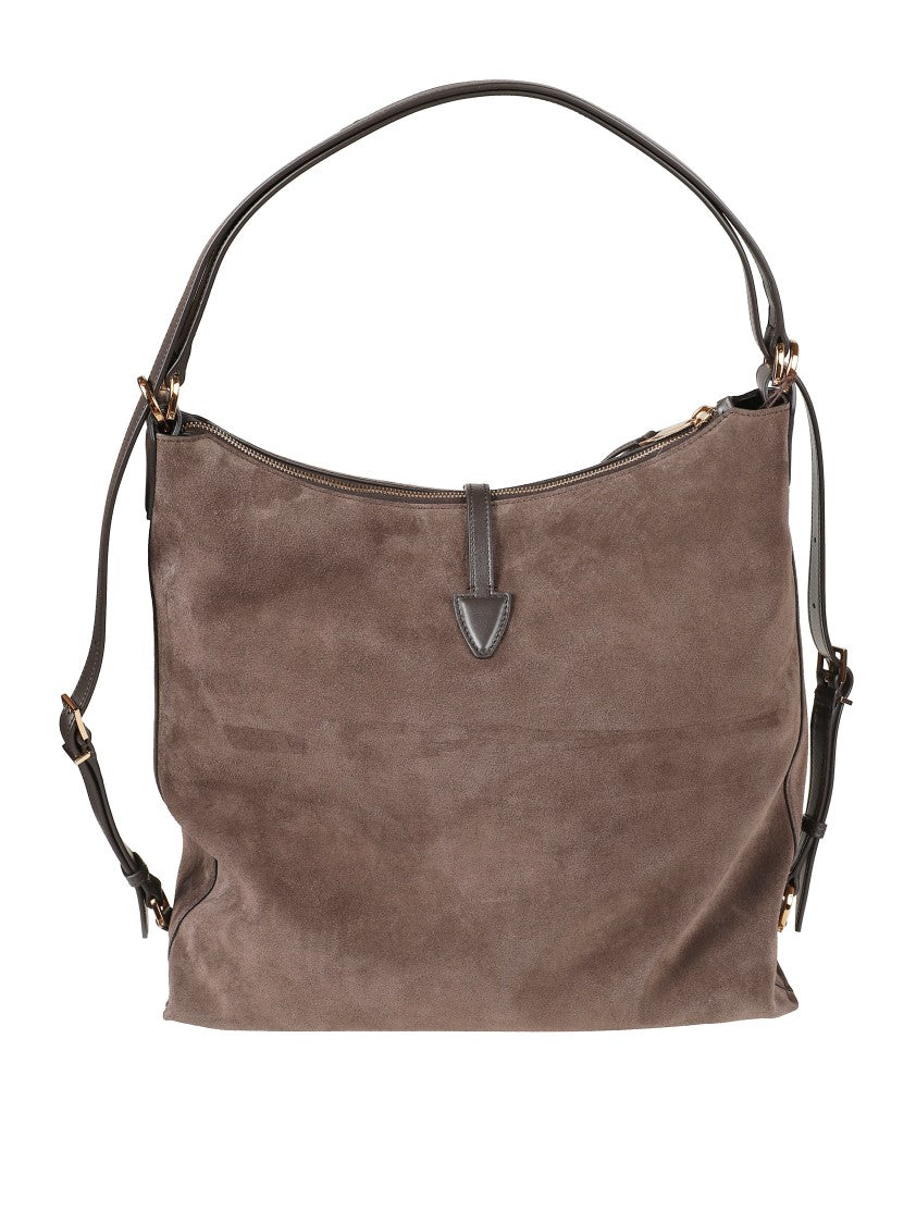 Tod's Suede Shoulder Bag With Gold-Tone Buckle Accent