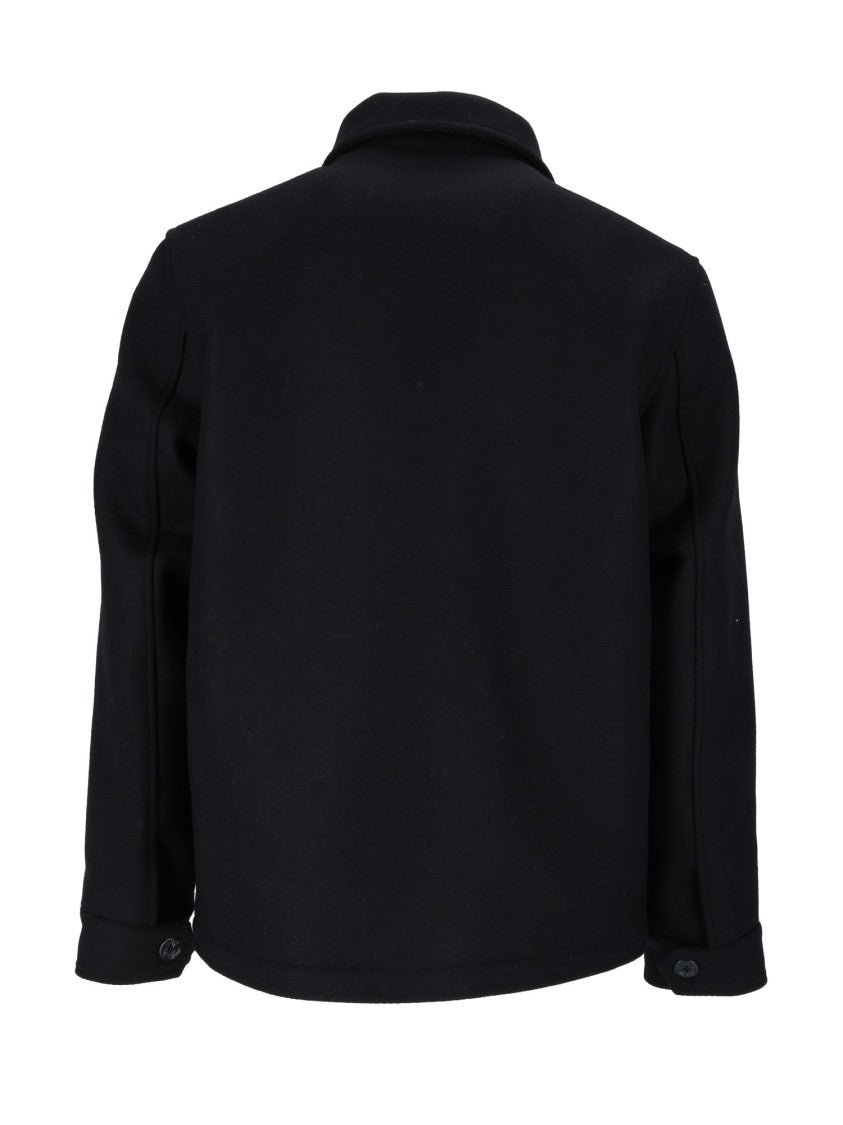 Tela Genova Short Navy Blue Coat With Clean Minimalist Design