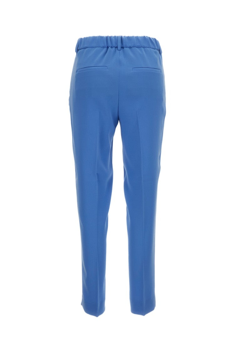 Alberto Biani Light Blue Straight-Leg Elasticated Waist Cropped Pants