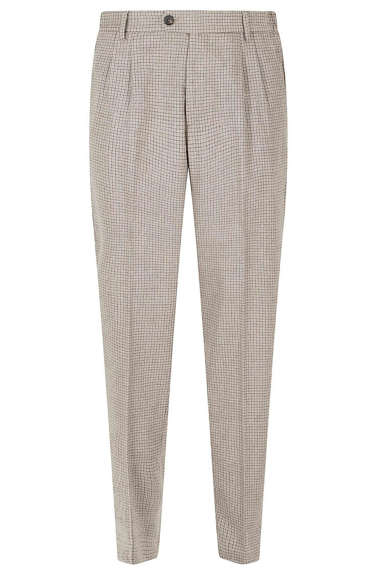 Eleventy Double Pleat Camel Trousers With Concealed Closure