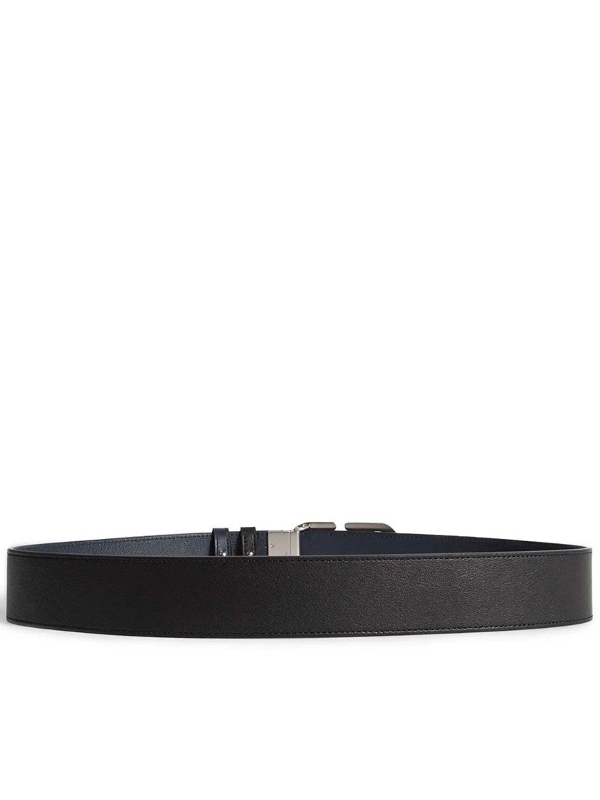 Valentino Black/Navy Reversible Silver-Tone Logo Buckle Belt