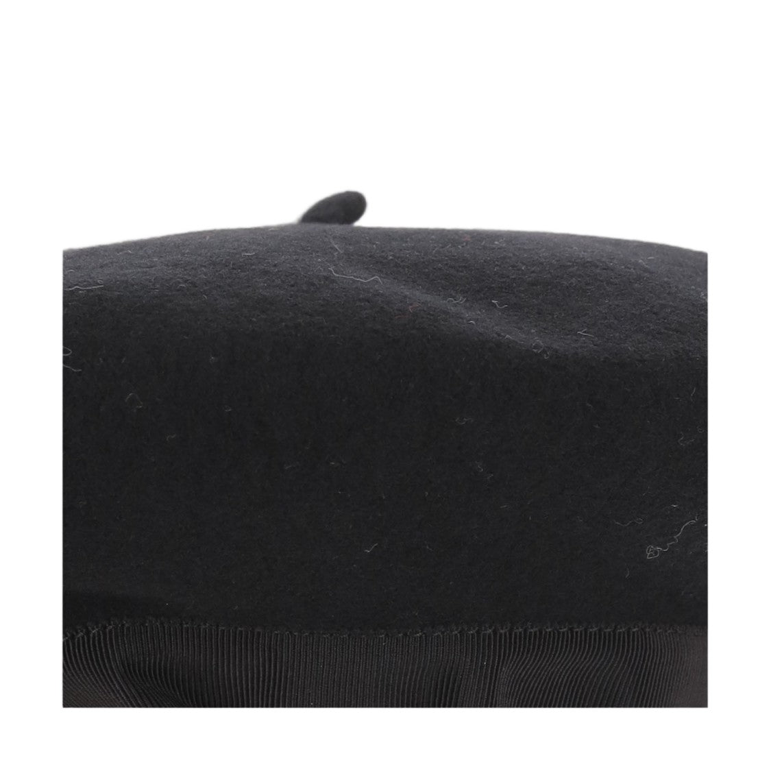 Patou Black Grosgrain Bow Wool Felt Beanie