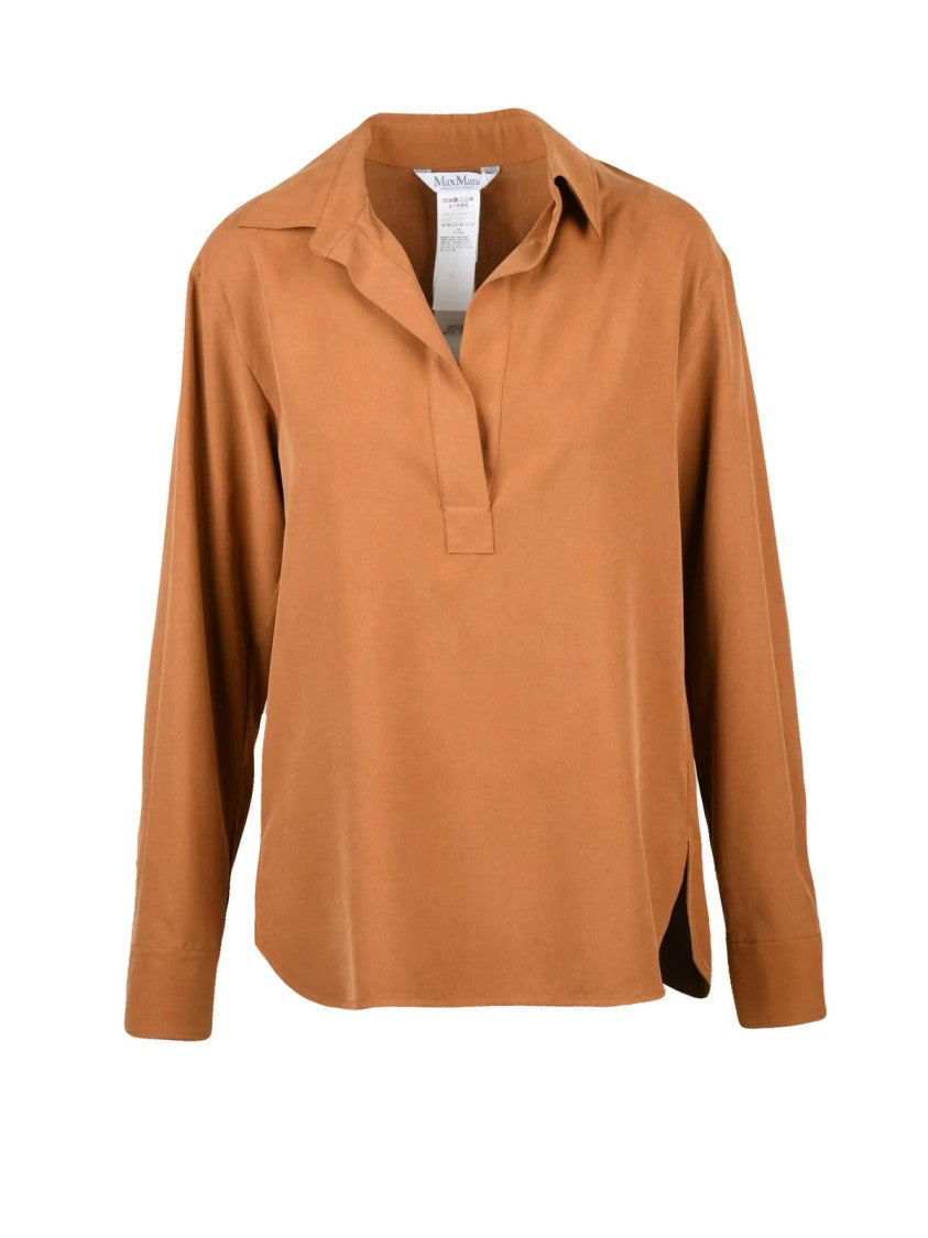 Max Mara Brown Silk Fluid Blouse
