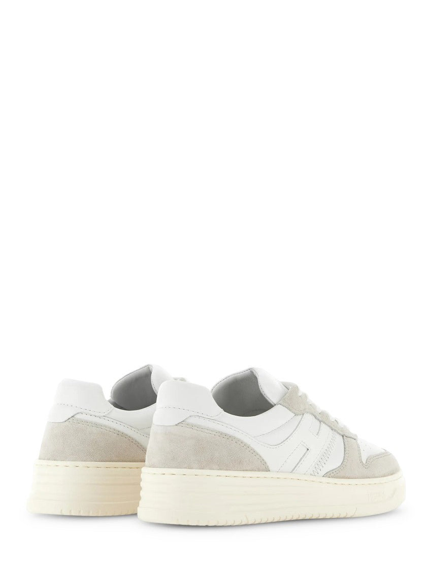 Hogan Men's White Sneakers With Beige Suede Overlays