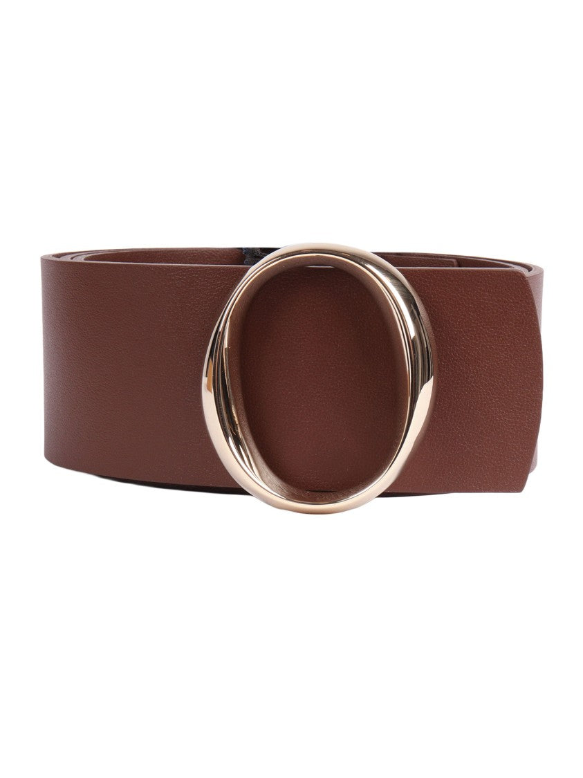 Claudio Orciani Wide Brown Circular Buckle Belt