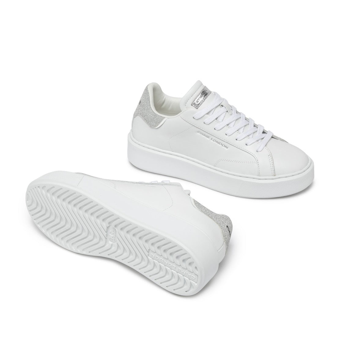 Crime London White Leather Sneakers