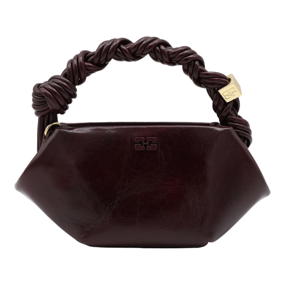Ganni Geometric Twisted Handle Glossy Handbag