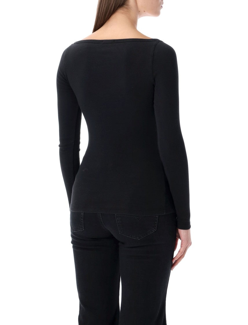 Diesel T-Bal-Od Long-Sleeve Ribbed Cotton Top