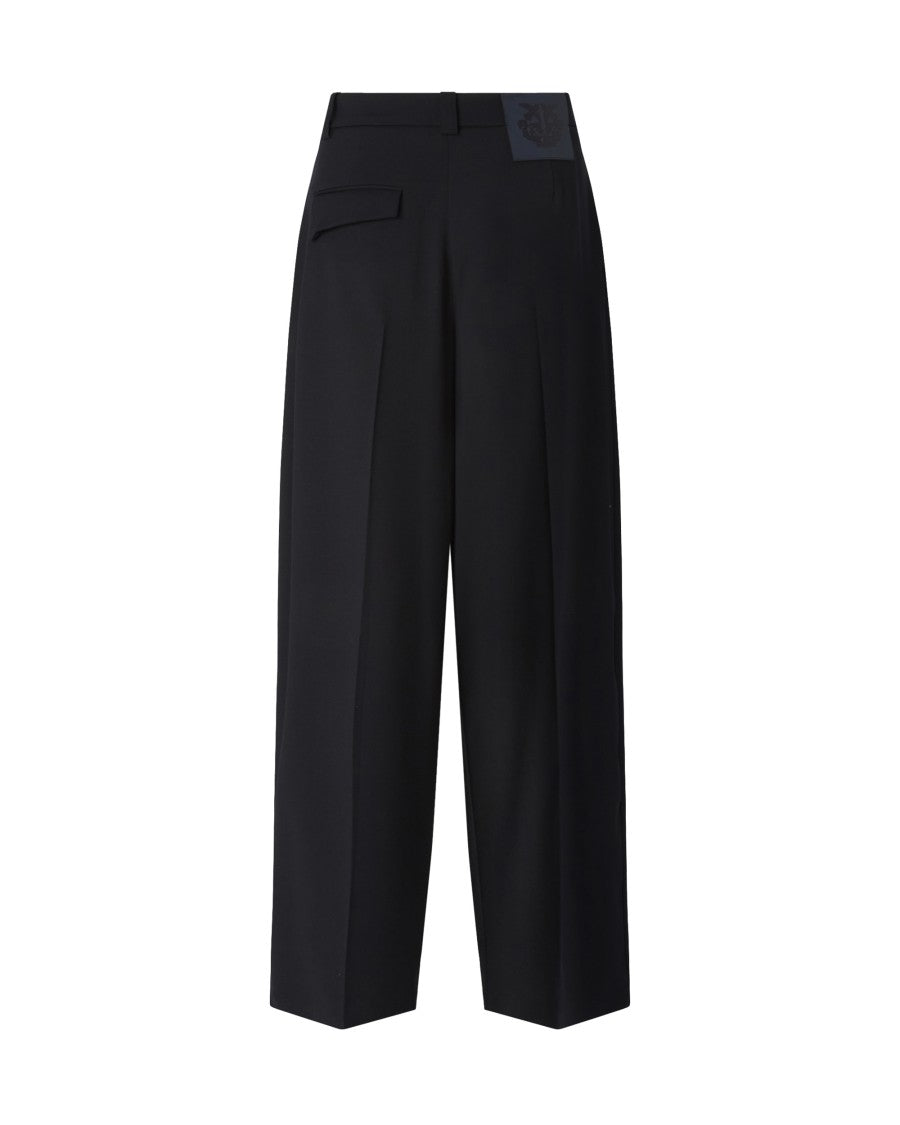 Pinko Wool-Blend Diagonal Weave Barrel Fit Pants