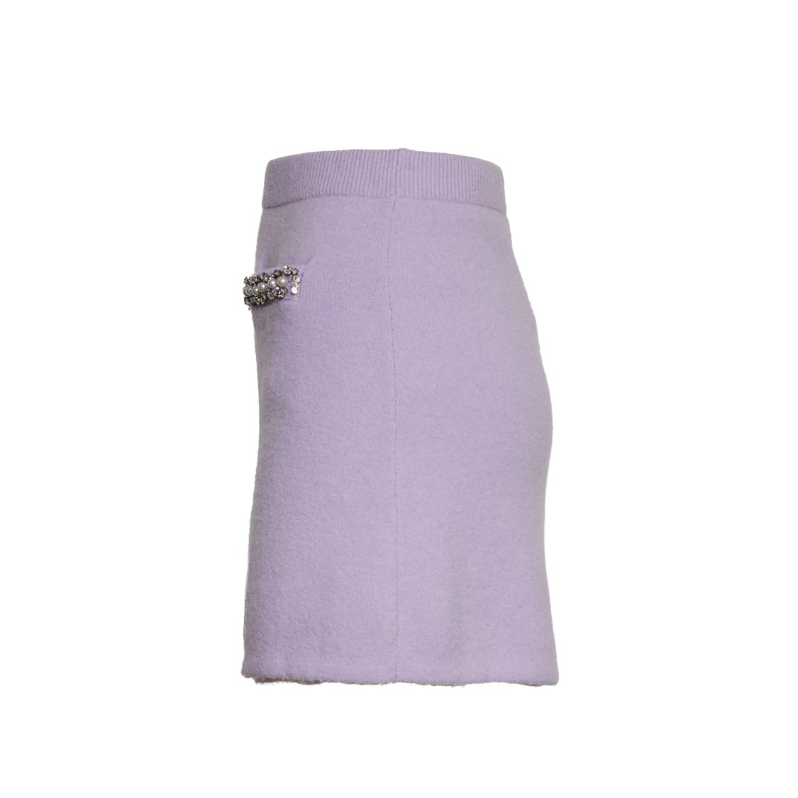 Self-Portrait Lilac Crystal Trim Knit Skirt