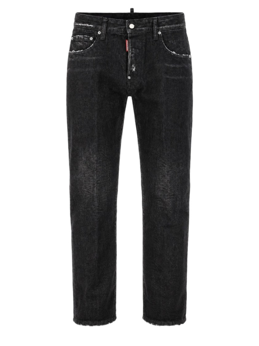 Dsquared2 Cropped Distressed Denim Jeans With Five-Pocket Design