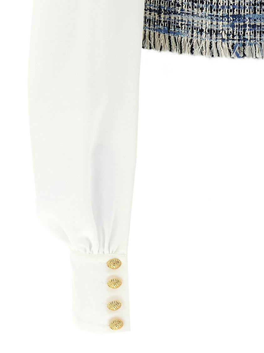 Balmain Cropped Shirt With Tweed Vest