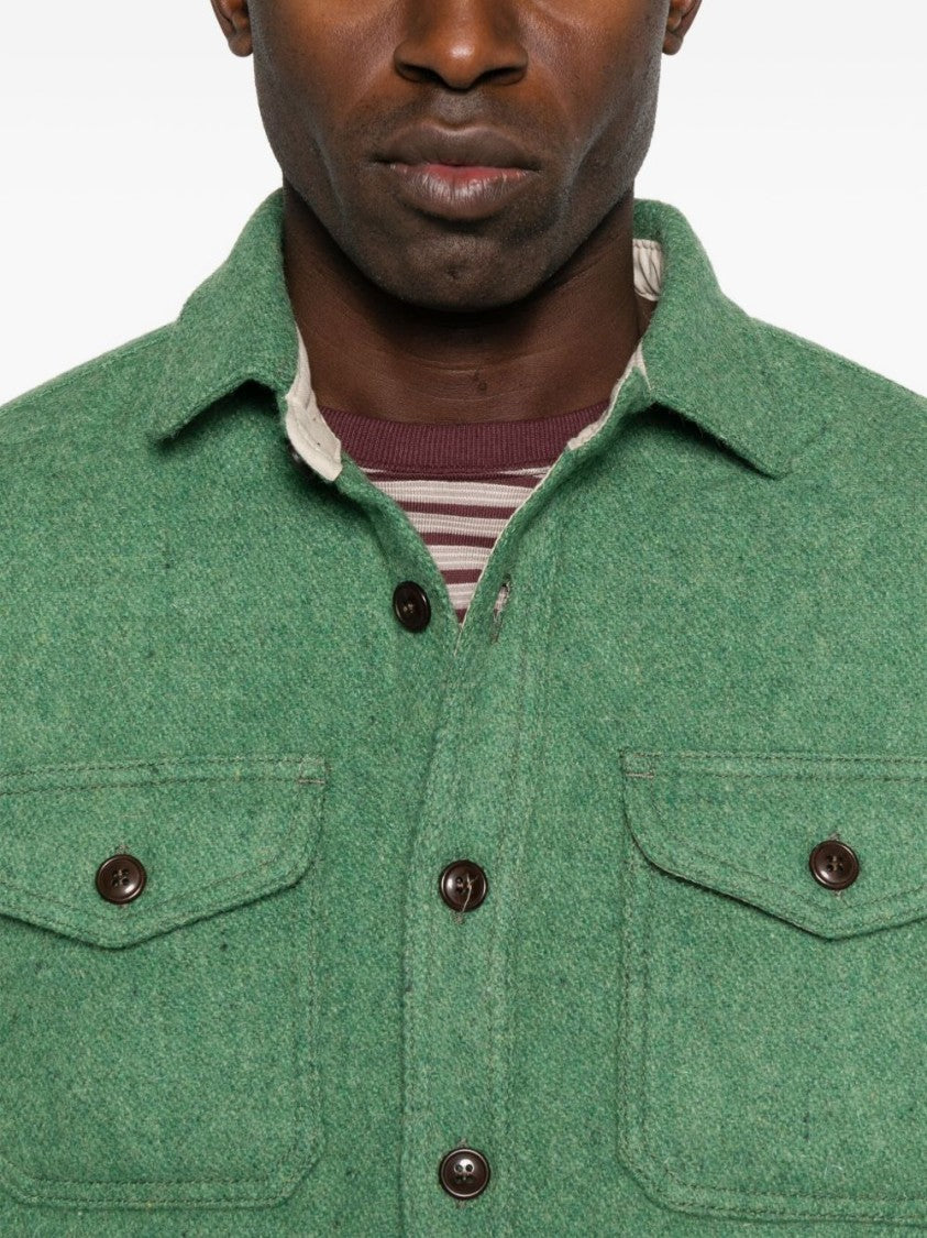 Chesapeake's Green Button-Up Shirt Jacket With Classic Collar