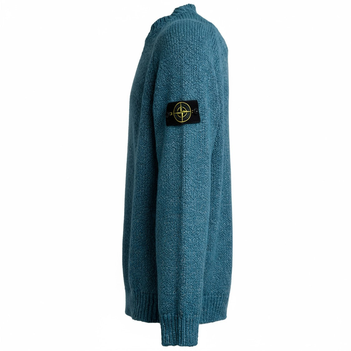 Stone Island Textured Knit Sweater With Crew Neckline And Distinctive Sleeve Patch