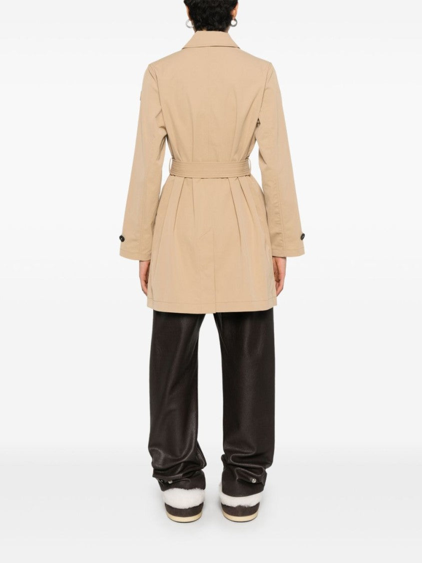 Save The Duck Belted Light Beige Coat With Tailored Features
