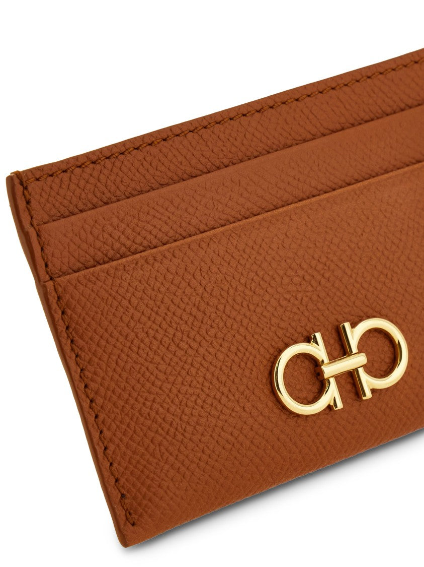 Ferragamo Textured Calf Leather Wallet With Gold-Tone Logo