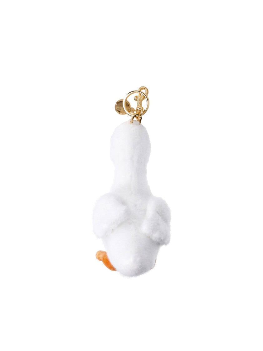 Moschino White Goose Fabric Keyring Charm