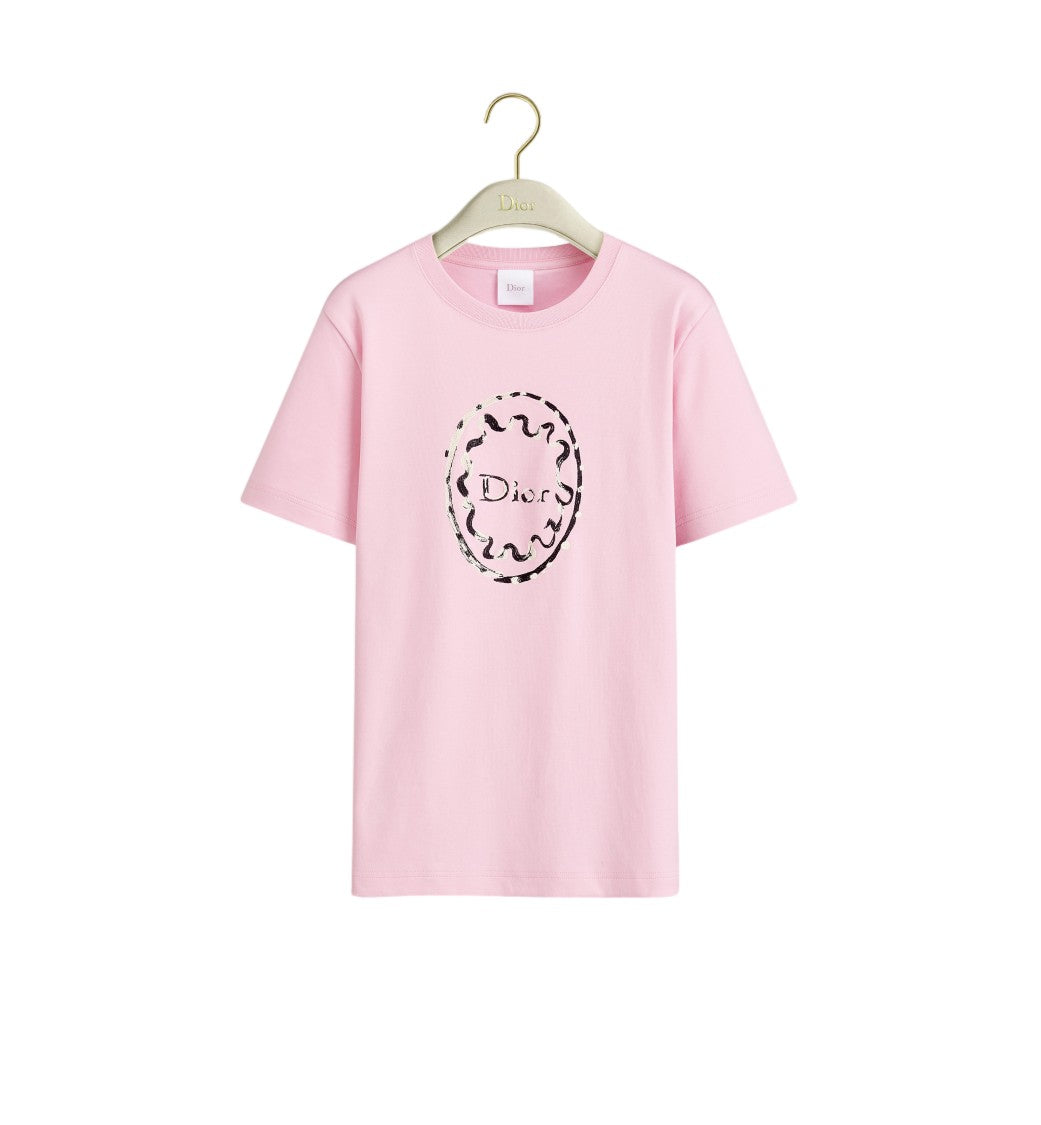 Christian Dior Soft Pink T-Shirt With Embroidered Dior Design