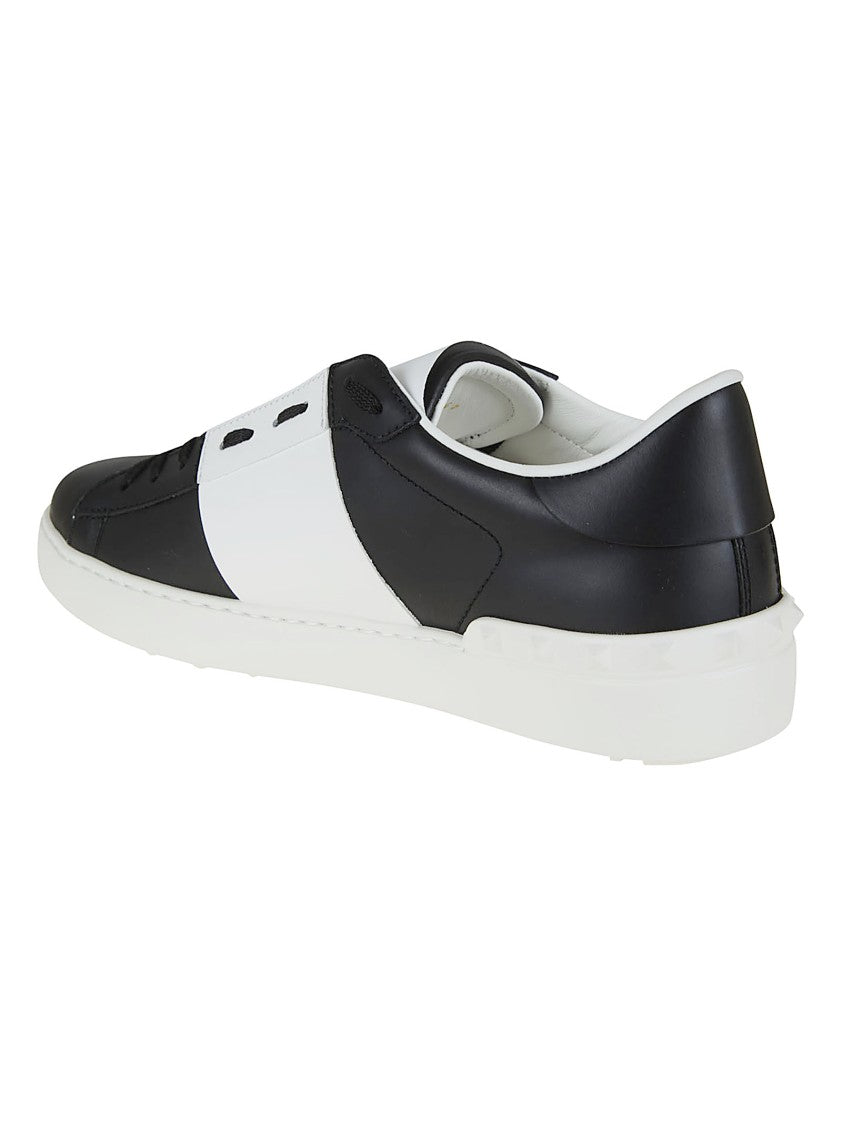 Valentino Garavani White Calfskin Sneakers With Contrasting Leather Band