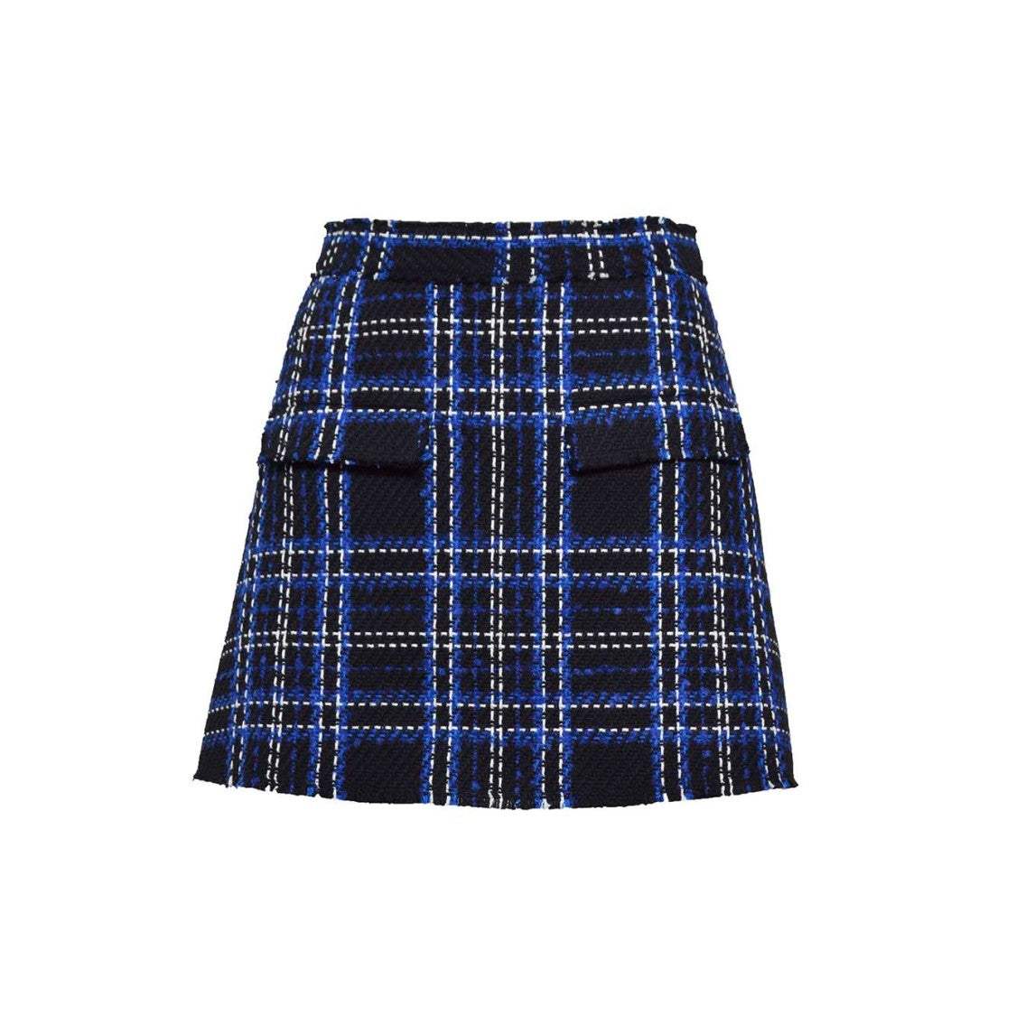 Msgm Black And Blue Tartan Tweed Skort