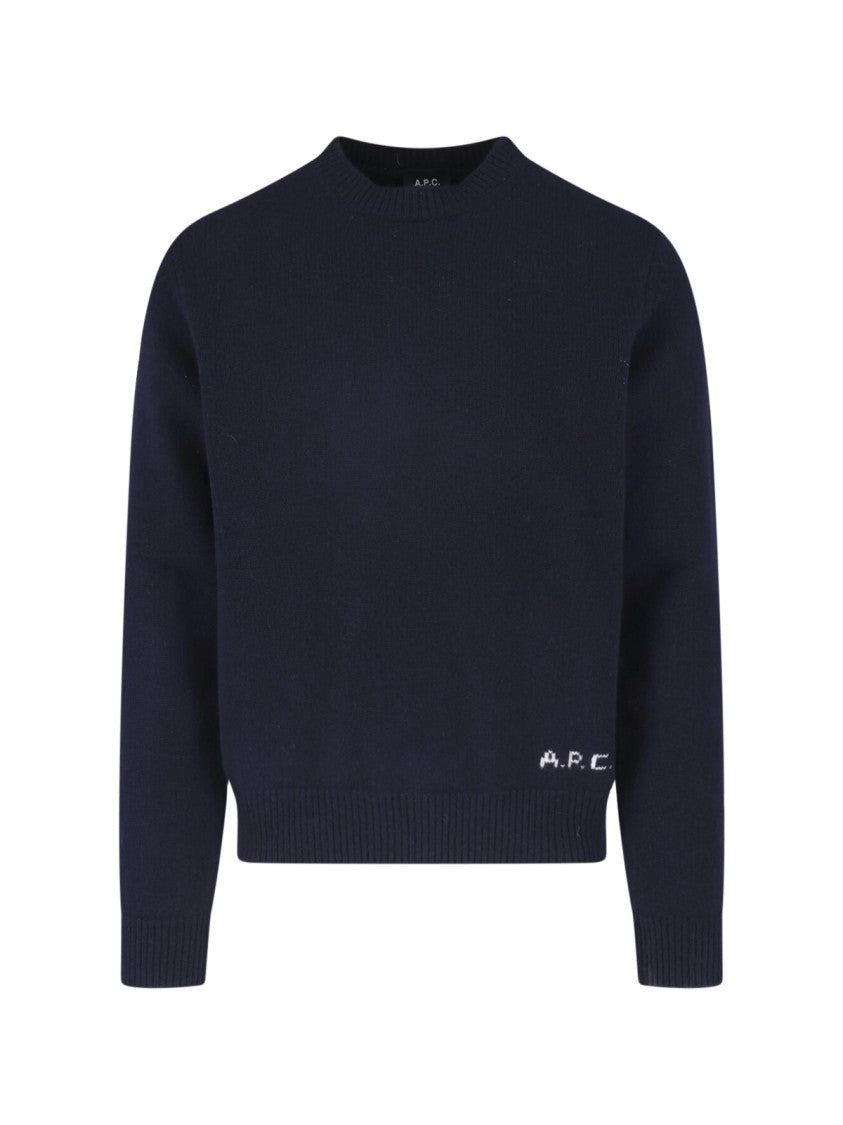 A.P.C. Navy Wool Crewneck Sweater