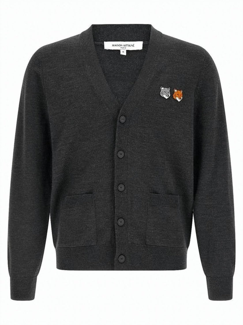 Maison Kitsuné V-Neck Cardigan With Signature Fox Head Embroidery