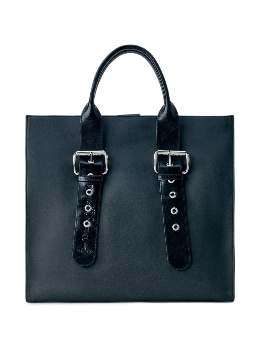 Vivienne Westwood Rectangular Handbag With Buckle Straps And Polished Accents