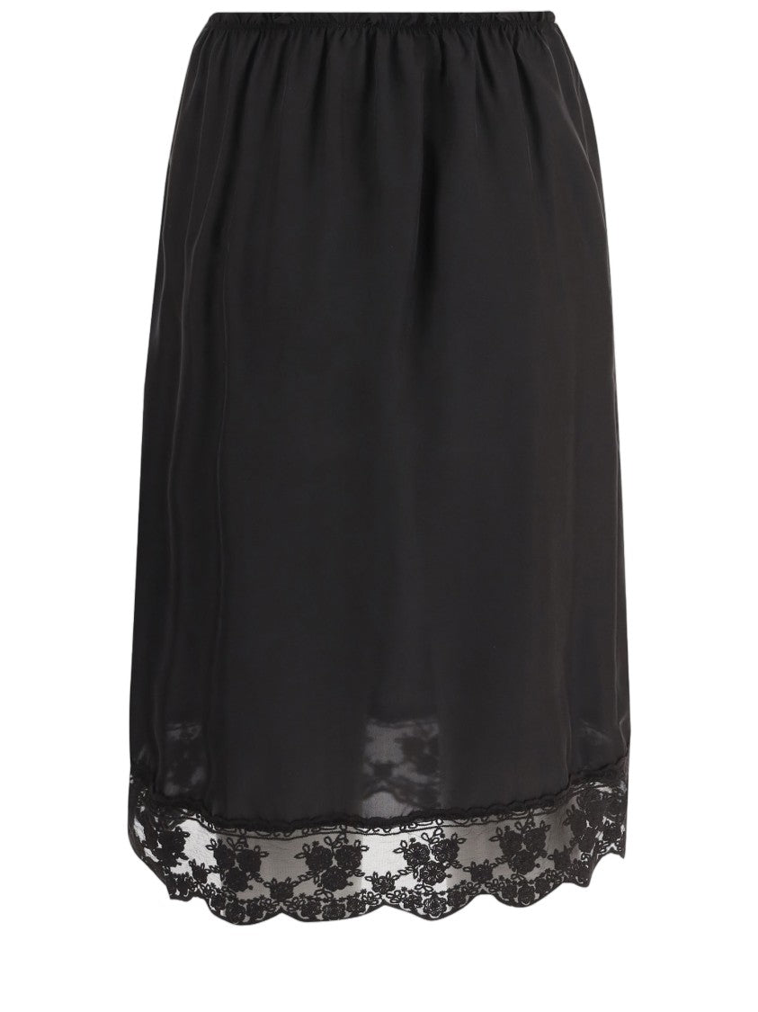 The Garment Silk Skirt With Lace Hem Detail And Elastic Waistband