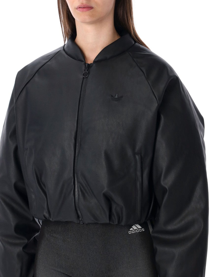 Adidas Originals Pleather Bomber Synthetic Down Jacket Black