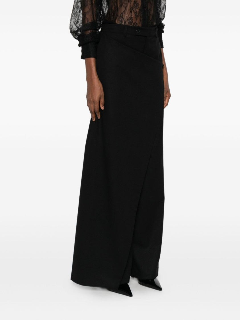 The Nina Studio Wrap-Effect Culottes With Asymmetrical Button Fastening And Welt Pockets