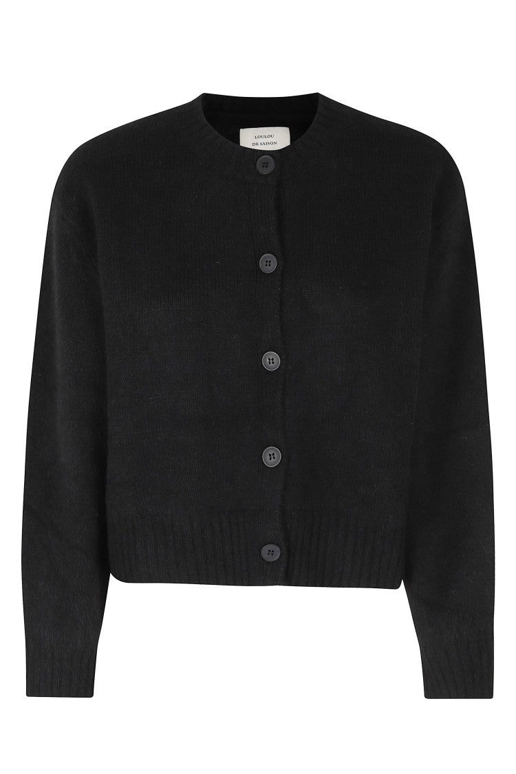 Loulou De Saison Remus Black Wool-Yak Boxy Cardigan