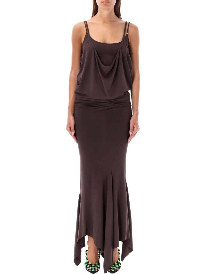 The Attico Dark Brown Midi Dress