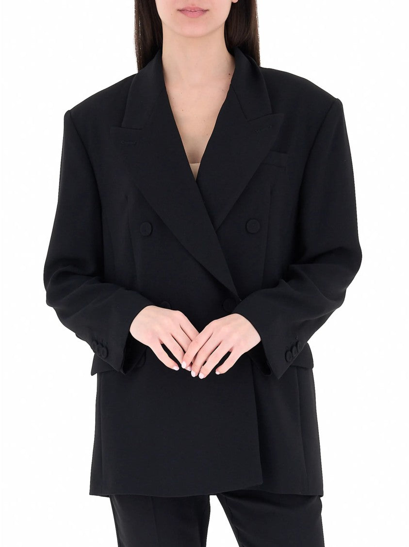 Marella Black Mltfervore Structured Double-Breasted Blazer