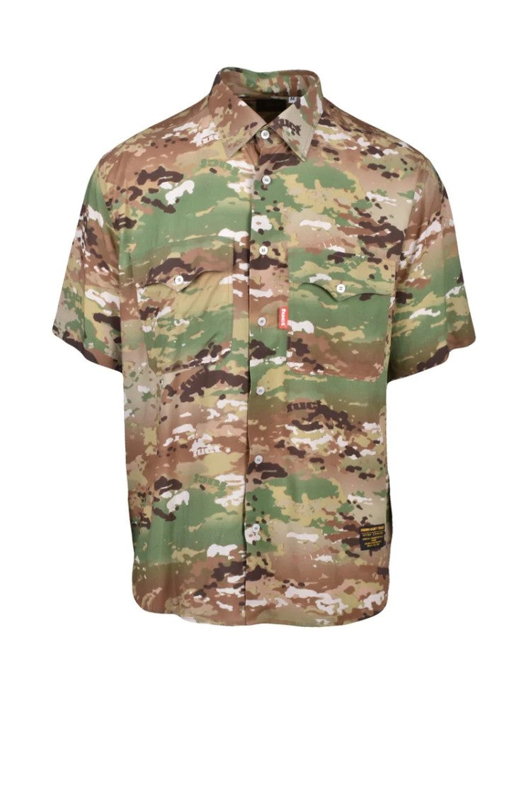 Fuct Green Brown Camouflage Viscose Shirt