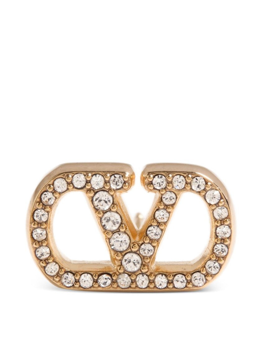 Valentino Garavani Interlocking V D Crystal Stud Earrings