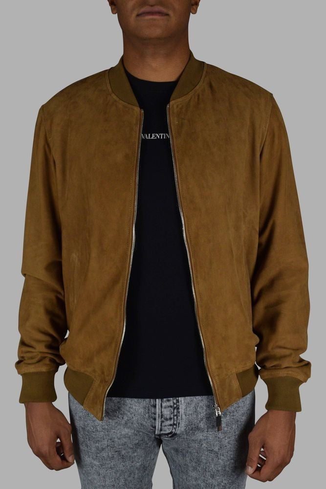 Billionaire Camel Suede Bomber Jacket