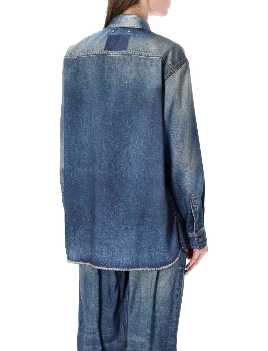 Golden Goose Denim Print Faded Wash Overshirt