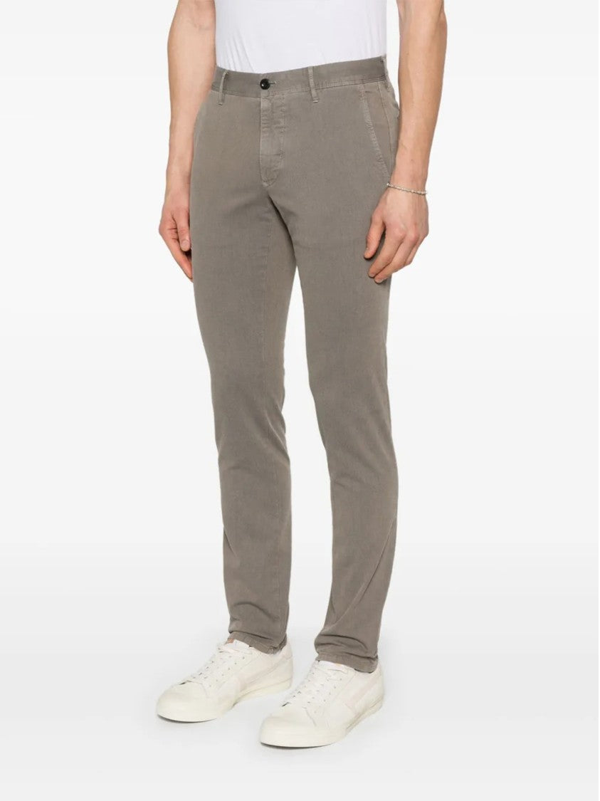Incotex Taupe-Grey Slim Fit Straight Trousers